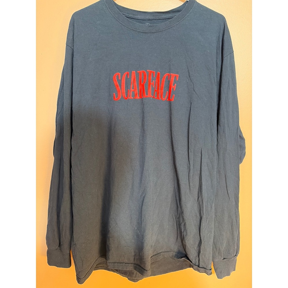 Scarface Tony Montana Movie Graphic Long Sleeve Shirt Black Mens Large L